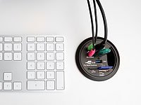 Xystec Tisch-Kabeldose 80 mm, USB-3.0-Hub, Card-Reader, Audioanschluss - 4