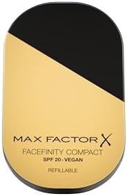 Max Factor - Refill Fondotinta Facefinity Compatto, formula vegan, fondotinta dalla coprenza modulabile e dal finish mat, fino a 24 ore di tenuta, SPF 20, 001 PORCELAIN, 10 g