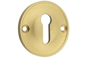 Kooples Hardware 40mm Standard Keyway Escutcheon – Solid Brass Keyhole Cover Plate for Interior & Exterior Doors Classic Lock Trim with Concealed Fixings (Satin Brass)