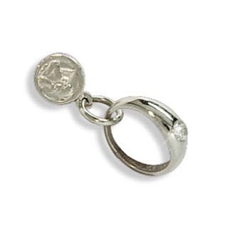 Weißgold Taufring Anhänger (mit Zirkonia) plus Schutzengel für Taufkette echt 14 Karat Gold 585 (851004)