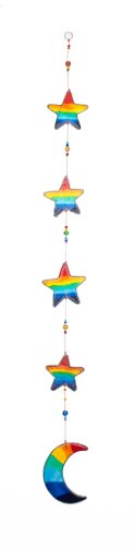 Windhorse Glass Hanging Suncatcher Rainbow Stars (Stars with Moon)