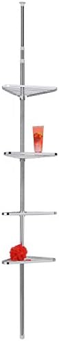 Bagnoxx Bathroom shelf shower corner shelf metal chrome-plated telescopic 4compartments design bathroom equipment Silver STK