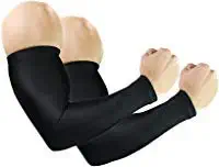 Shivam_Enterprises_ Men's Sun Arm Sleeves Perfect for Cycling, Driving, Running, Basketball, Football and Outdoor Activities (Free Size, Black) - Pack of 2