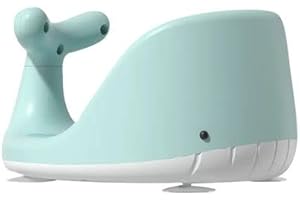 Sobebear 38CM Portable Baby Bath Seat, Whale-Shaped Soft Rubber Chair with Breathable Backrest and Non-Slip Base, Gift for Infant and Toddlers, 6 to 36 Months (Blue)