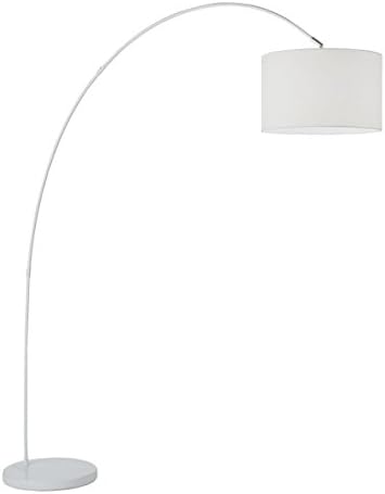 Arched floor lamp model 6304B Perenz This floor lamp is made with a white painted metal frame and cloth lampshade