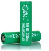 2 x IMREN imr18650 40a 3200mah 3.7v Li-mn rechargeable flat top battery