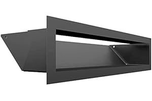 Rejilla de ventilación KRATKI Air | Rejilla de Aire Caliente 9 x 40 cm | Grafito | Rejilla de Escape para ventilación de chimeneas | Entrada de Aire en un ángulo de 45 Grados