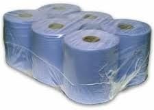 36 ROLLS BLUE PAPER WIPE CENTRE FEED TOWEL 2 PLY 150M 2 PLY EMBOSSED - GIVES BETTER ABSORBENCY