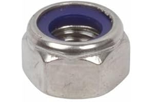 MMBSHOP Nyloc Nuts, A2 Stainless Steel Hex Nylon Insert Lock Nuts, M3,M4,M5,M6.M8.M10 And M12 (M6 x 10 Pack)