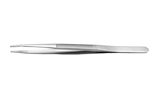 Ideal-Tek 121.SA.1 General purpose Tweezers, made of Anti-Magnetic Anti-Acid Stainless Steel, line serrated handles, tip characteristic: very strong, blunt, OAL: 160 mm