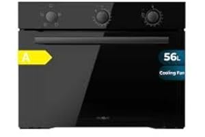 Cecotec Einbau-Konvektionsofen 56L - Bolero Hexa C134500 Glass Black A. 2600W, 4 Funktionen, Konvektionsmodus, Steam Base X2, Niedriger Energieverbrauch, Leichte Reinigung, Ventilator, 3 Positionen