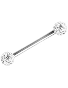 Brustwarzen Brust Piercing Edelstahl Mit Swarovski Elements 2 x Kugel 5mm Beschichtet- Weiss CJRB2S-05XS