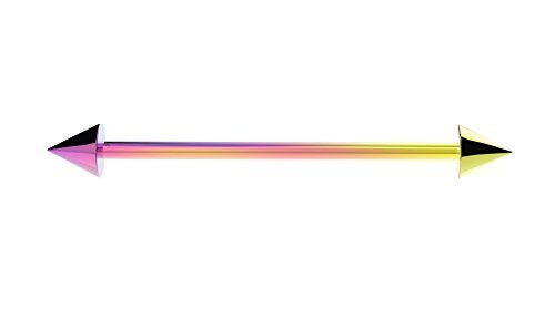 Rainbow Industrial Scaffold Barbell Ear Piercing Bar Surgical Steel with Cones