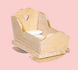 Cuna de madera bruto. Mueble de casas de muñecas miniatura - Cuna