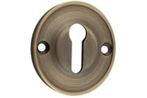Kooples Hardware 40mm Standard Keyway Escutcheon – Solid Brass Keyhole Cover Plate for Interior & Exterior Doors Classic Lock Trim with Concealed Fixings (Antique Brass)