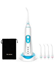 Irrigador Dental, TEC.BEAN Profesional sin Cables Irrigadore Bucales Recargable Flosser de agua  4 Modos y Tanque de agua de alta Capacidad con 4 Boquillas y Bolsa de Almacenamiento Portátil