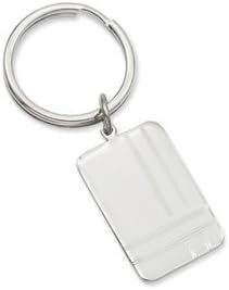 Rhodium-plated Criss Cross Pattern Engravable Key Ring