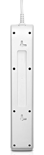 V7 SA0502W-8E5 Überspannungsschutz-Steckdosenleiste (5 Ausgänge, EMI-/RFI-Filter, Montagebohrungen, 1050 Joule, 22500 A, 2m) weiß - 3