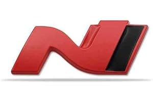AUTOZOCO Emblema Adhesivo N Line, Emblema N Line, Insignia N Line, Insignia Adhesiva N Line, Apto para Maletero y Lateral, Compatible con Hyundai, Aleación de Zinc, 75 mm x 35 mm (Rojo)