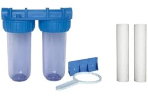 Desineo Pack de Filtration d'eau Double Porte Filtre Plus Filtre Anti sédiment 10 microns et 5 microns thermosoudée pour Une Eau Pure