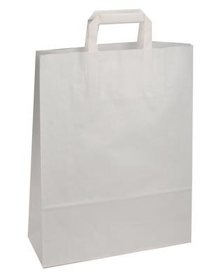 250 Papiertragetaschen Papiertaschen Tüten weiß 32 + 12 x 42 cm Papiertüten Tragetaschen