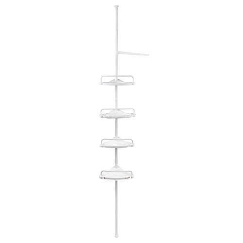 WOLTU BZ4115-1 Badregal Duschecke Teleskop , Höhe 120-310cm , 4 wasserdurchlässige Ablagen, 3 Handtuchhalter , Weiss - 3