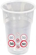 10 TRINKBECHER MOTIV VERKEHRSZEICHEN 50.GEBURTSTAG H: 11cm 0,35 l Plastik