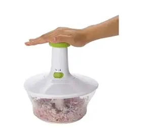 S B Hand Chopper, Powerful Pull String Vegetable Blender Stainless Steel Removable Blades - Non-Slip Base Fruit Chopper