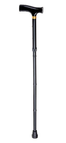 GAH-Alberts 140717 Faltbarer Spazierstock – höhenverstellbar, Stock: Aluminium, Griff: Holz, schwarz - 2