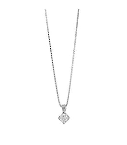 Collana Punto Luce In Oro Bianco 18k Con Diamante Naturale - Made In Italy, Lavorazione Artigianale