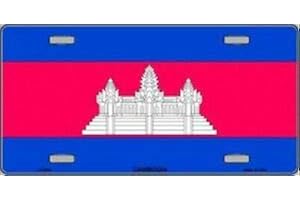 SIGNCHAT Plaque d'immatriculation fantaisie en aluminium 15 x 30 cm - Signal Décoratif - Drapeau Cambodge