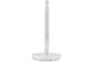 MARBLE RANGE Portasciugamani di carta in marmo bianco da 31 cm, fatto a mano, per cucina e bagno, elegante design in pietra, organizer per asciugamani di carta, elementi essenziali per la casa, accessori