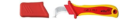 WIHA 36053 Couteau de dénudage isolé pour câbles ronds, Rouge