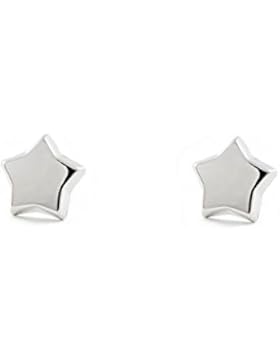 Damen & Kinder Stern Ohrstecker - Weißgold 9 Karat (375)