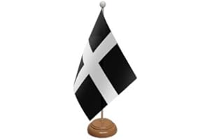 FlagSuperstore© Cornwall Desk Flag & Wooden Base 9" x 6" - British County