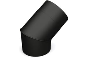 RHINO FLUES - 5 Inch (125mm) 45 Degree Bend Matt Black Stove Flue Pipe for Multi-Fuel & Wood Burning Stove. Friction Fit - Robust Quality Construction of Heat Resistant enameled Steel.