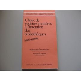 couverture de : Choix de vedettes mati&egrave;res &agrave; l'intention des biblioth&egrave;ques