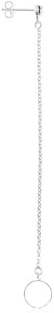 Izmit Sterling Silver Ear Cuff with Ear Stud and Chain Pierced Earring and Cuff