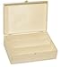 Produktbild 1 Stück Holzkiste mit Scharnierdeckel<br/>3er Wein/Sekt<br/>L 370 mm x B 260 mm x H 98 mm<br/>ohne Zwischenstege