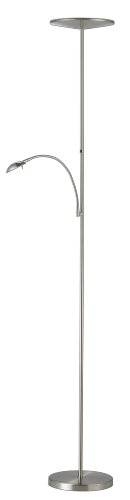 Preisvergleich Produktbild Adesso 5134-22 Pluto LED Combo Torchiere, Satin Steel by Adesso