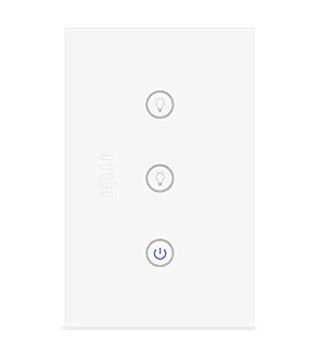 JinvooSmart Interruttore dimmer WiFi, pannello a sfioramento in vetro Telecomando wireless compatibile con Alexa e Google Assistant Funzione di temporizzazione Nessun hub richiesto, alimentato da Tuya