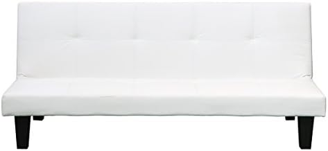 White Clic Clac Sofabed Modern Faux Leather Sofa Bed 3 Seater Fold Down Guest Futon Click Clack