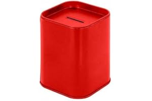 MAKIO Hucha Lata Infantil en Vivos Colores. Huchas Originales de Lata con Tapa. Hucha Lata Barata Que se Puede Utilizar también como Bote para lápices. (Rojo)