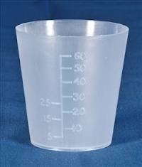 Medicine Measure Pot 60ml x 50. Polythene. Autoclavable.