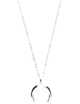 Happiness Boutique Damen Halbmond Kette mit Anhänger in Silber | Anhänger Kette Minimalist Style nickelfrei