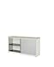 Produktbild mauser Schiebetürenschrank - HxBxT 818 x 1600 x 432 mm, Vollkernplatte, 2 Fachböden, reinweiß / alufarben / Ahorn - Büroschiebetürschränke Aktenschiebetürschränke Ordnerschränke Schiebetürschränke Universalschränke Büroschränke Stahlschränke Aktenschränke