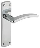 Toledo Door Handle on Backplate, Lever on Latch, Polished Chrome, 170 x 40mm Backplate