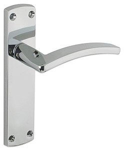 Zoo - Picaporte con placa (tipo palanca), diseño Toledo, cromado
