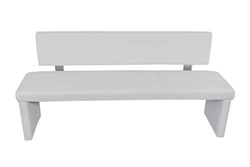 Cavadore Sitzbank „Charisse“ India Weiß / Moderne, gepolsterte Bank mit Lehne / Kunstleder-Bank weiß / Maße inkl. Lehne: 160 x 54 x 83 cm (B x T x H) - 14