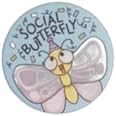 Doodleholic Social Butterfly Button Badge
